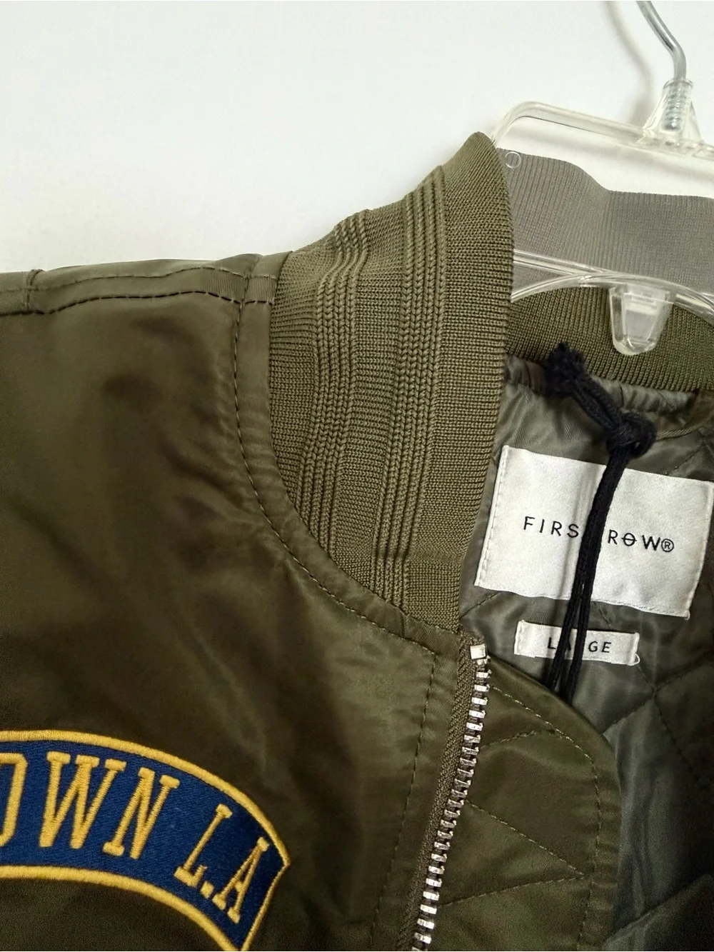 First Row Radical Olive Green Patch Bomber Jacket